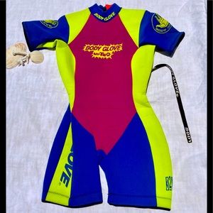 Rare Vintage Body Glove Shorty Neon Fluoro Wetsuit